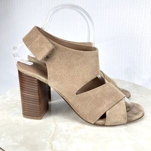 Vince Tan Suede Block Heel Sandals